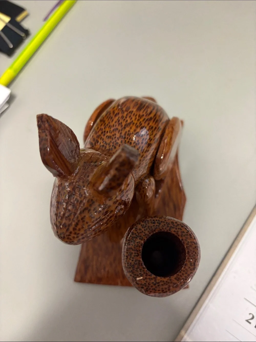 Source Unknown Brown Speckled Wood-Look Animal Pencil Holder